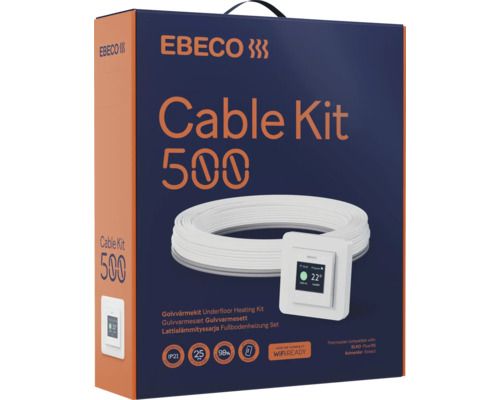 Ebeco Cable Kit 500 golvvärmekit med värmekabel och termostat för elektrisk golvvärme.