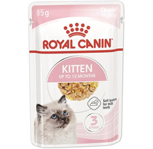 Royal Canin Kitten våtfoder för kattungar upp till tolv månader i en portionspåse på 85 gram med bitar i gelé.
