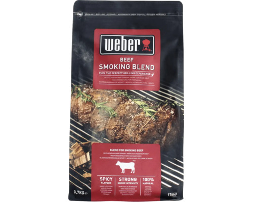 Weber rökmix Beef Smoking Blend för nötkött, återförslutningsbar påse med 0,7 kilogram innehåll.