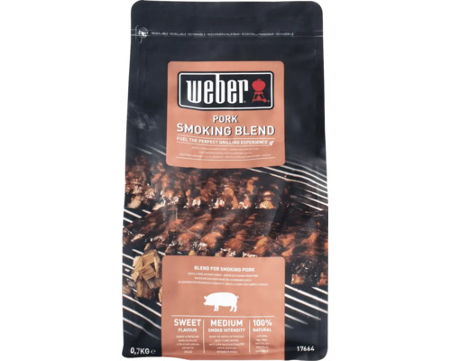 Weber Pork Smoking Blend rökflis för fläskkött, 0,7 kilogram återförslutningsbar påse.