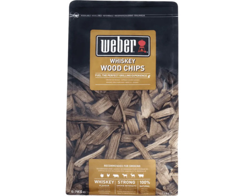 Weber Whiskey rökspån 0,7 kilogram återförslutningsbar påse för en intensiv röksmak vid grillning.