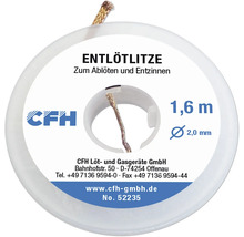 CFH avlödningsfläta på rulle, 2,0 millimeter diameter, 1,6 meter längd, för avlödning och borttagning av lod.