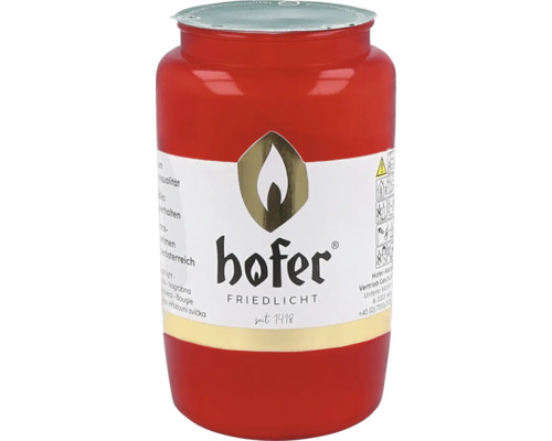 Hofer Friedlicht gravljus i rött plasthölje med metallock och tryckt logotyp
