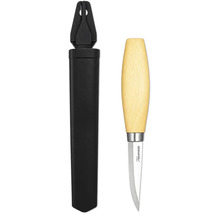 Morakniv täljkniv med trähandtag och plastslida