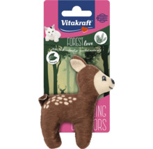Vitakraft kattleksak Forest Love i form av en hjortkalv tillverkad av naturliga eller återvunna material fylld med kattmynta.
