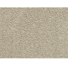 Närbild av strukturen på en beige heltäckningsmatta med mjuk yta som golvbeläggning för vardagsrum.