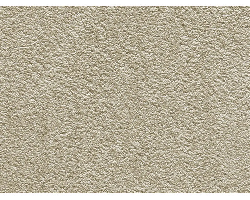 Närbild av strukturen på en beige heltäckningsmatta med mjuk yta som golvbeläggning för vardagsrum.