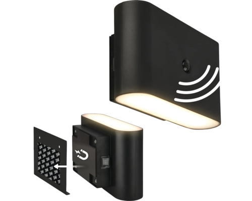 LED vägglampa med rörelsesensor och magnetfäste för inomhusbruk