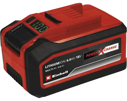 Einhell Power X Change 18 Volt litiumjonbatteri med 6 Amperetimmar kapacitet och laddningsindikator