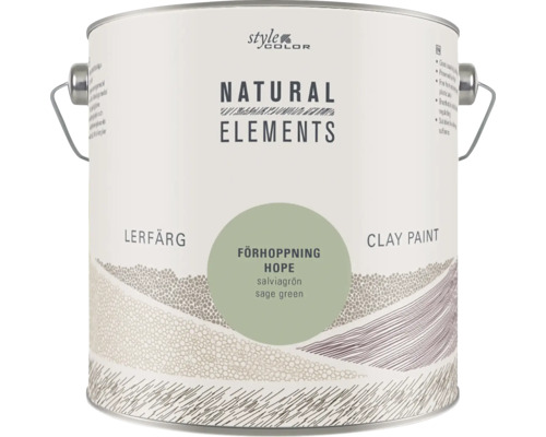 StyleColor Natural Elements lerfärg i färgen förhoppning salviagrön för väggmålning