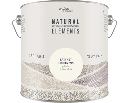 En hink Style Color Natural Elements lerfärg i nyansen Lätthet Lightness för inomhusbruk.