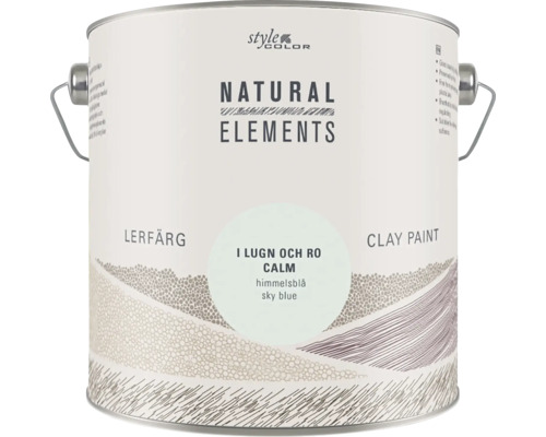En färgburk med Stylecolor Natural Elements lerfärg i nyansen I lugn och ro calm himmelsblå.