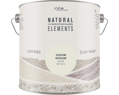 En burk StyleColor Natural Elements lerfärg i nyansen Visdom light grey.