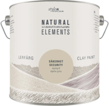 En burk StyleColor Natural Elements lerfärg i nyansen agatgrå för inomhusbruk.