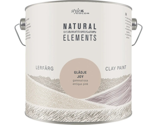Burk Style Color Natural Elements lerfärg i nyansen Glädje Joy gammalrosa för väggmålning inomhus.