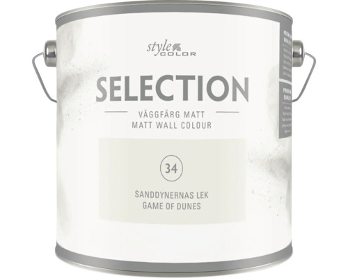 En burk StyleColor Selection matt väggfärg i nyansen Sanddynernas Lek Game of Dunes.