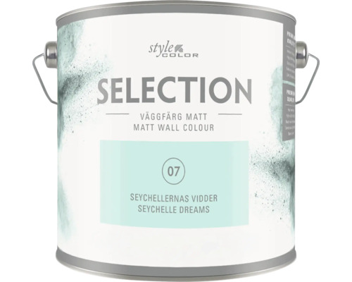 En burk StyleColor Selection väggfärg matt i nyansen Seychellenas Vidder Seychelle Dreams