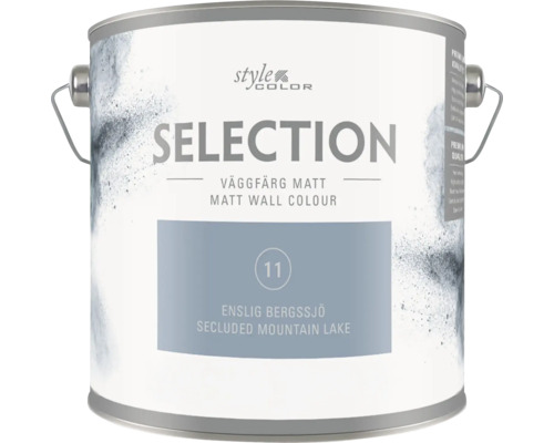 StyleColor Selection matt väggfärg i nyansen Enslig Bergssjo i en färgburk med bärhandtag.