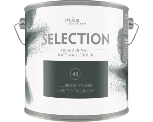 Style Color Selection matt väggfärg i Dschungels Stille 40 i en färgburk av metall.