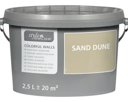 Hink med StyleColor Colorful Walls väggfärg i nyansen Sand Dune för 20 kvadratmeter yta.