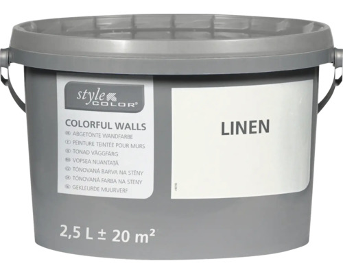 Hink Style Color väggfärg Linen med en volym på 2,5 liter för cirka 20 kvadratmeter yta.