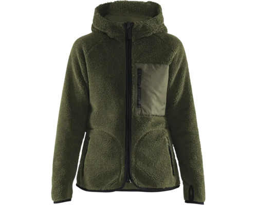 Blåkläder damfleecejacka i teddyfleece med huva och bröstficka med dragkedja för arbete och fritid.