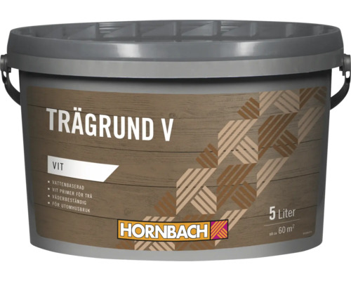 HORNBACH Trägrund V trägrundfärg vit 5 liter hink för utomhusbruk