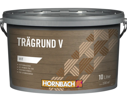 HORNBACH Trägrund V trägrundfärg vit, 10 liters hink för utomhusbruk