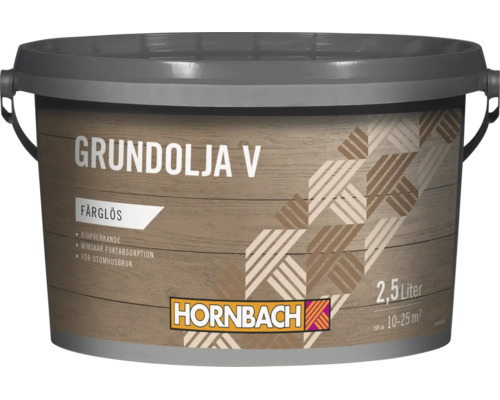 HORNBACH Grundolja V, färglös, 2,5 liter hink för träförbehandling utomhus, minskar fuktabsorption
