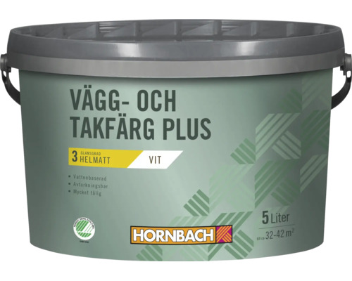 Vägg och takfärg Plus fem liter vit helmatt för inomhusbruk