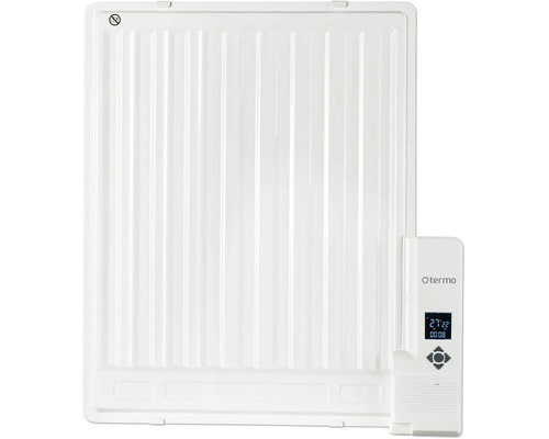 Elektrisk platt radiator från Otermo med digital termostat och LCD display för väggmontering.