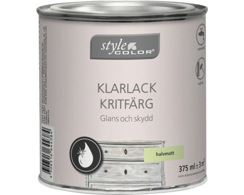 StyleColor klarlack för kritfärg i burk om 375 milliliter för halvblank glans och skydd.