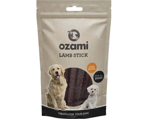 Ozami lammstick hundgodis i en återförslutningsbar påse som passar alla hundar.