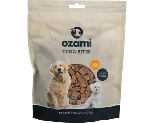 Ozami tonfiskhundgodis i återförslutningsbar påse