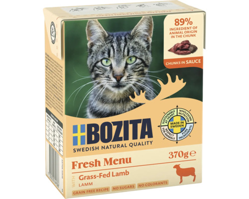 Bozita kattmat i Tetra Pak, våtfoder med lamm, 370 gram, spannmålsfritt, utan socker och färgämnen.