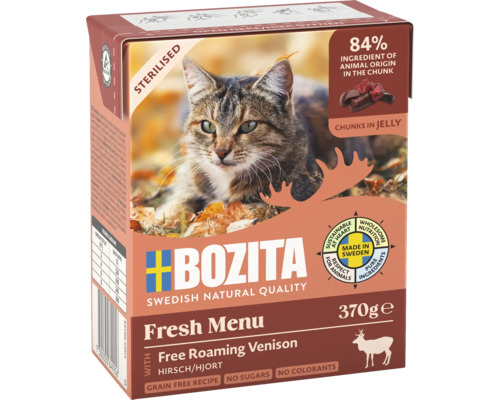 Bozita kattmat Fresh Menu med vilt i en förpackning på trehundrasjuttiio gram