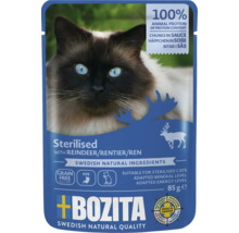 Bozita portionspåse för steriliserade katter med ren, spannmålsfritt, 85 gram.