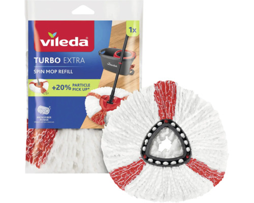 Vileda Turbo Extra mopphuvud i mikrofiber av rund form med triangulärt fäste