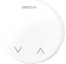 Ebeco termostat för golvvärme, rund design med piltangenter för temperaturreglering.