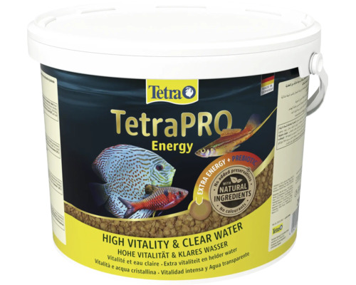 Hink med TetraPRO Energy fiskfoder för akvariefiskar