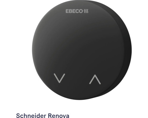 Ebeco termostat för Schneider Renova, rund design med Ebeco logotyp och kontrollknappar