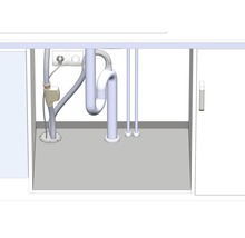 Installation under ett tvättställ med vattenlås och eluttag