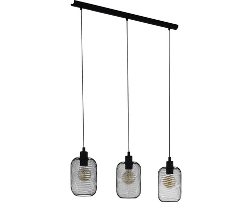Taklampa EGLO Wrington 3L svart Taklampa med tre lampor och metallnätsskärmar