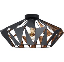 Taklampa med geometrisk design av metall och trä