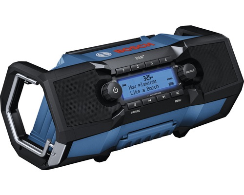 Bosch byggnadsradio med digitalradio, Bluetooth och bärhandtag