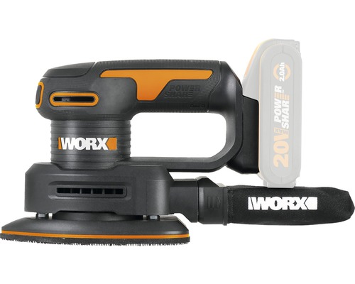 Worx batteridriven excenterslip med dammpåse och batteri