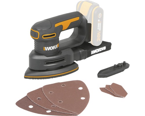 WORX batteridriven excenterslip med sandpapper och tillbehör