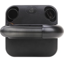 Svart dammsugartillbehör med slang och behållarsymbol