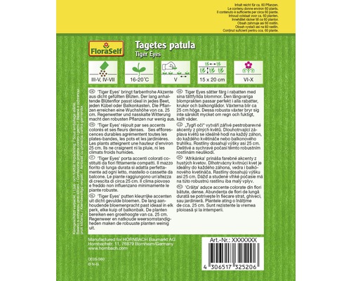 Växtbeskrivning för Tagetes Patula Tiger Eyes