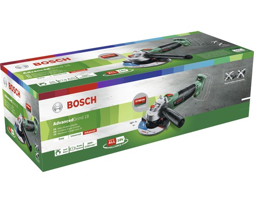 Bosch AdvancedGrind 18 batteridriven vinkelslip i produktförpackning